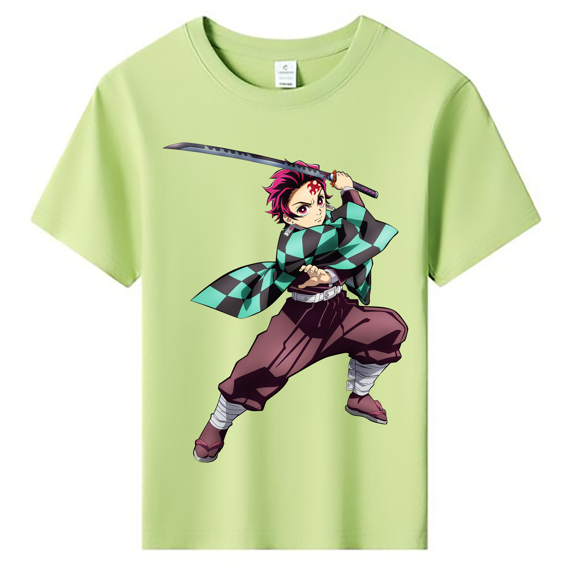 （画像用） 鬼滅の刃 竈門 炭治郎／かまど たんじろう Kamado Tanjirou 綿100％キッズTシャツ（フロントプリント）